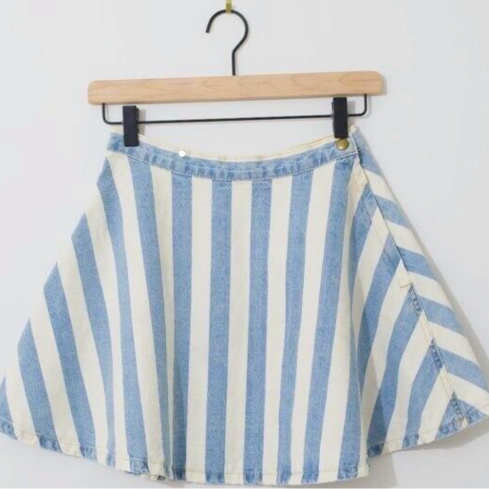 Xs American apparel striped denim skater style skirt